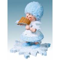 Flocon De Neige-Bois 5.7 Cm Avec Flûte De Pan