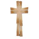Croix En Bois Sculpte H 15 cm naturel finition dorée
