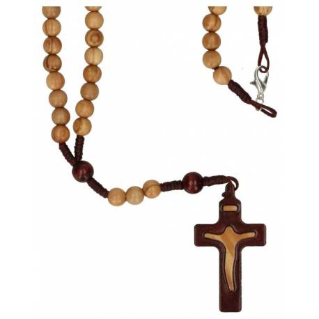 Chapelet s/corde Bois d'olivier + Mousqueton