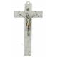 Croix Murale Verre + Christ Argente Et Dore 16 Cm