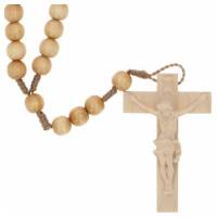 Chapelet sur corde - Bois Beige - L35 cm