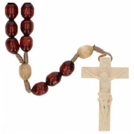 Rozenkrans Hout/Op Koord Rood/Houtkleur 