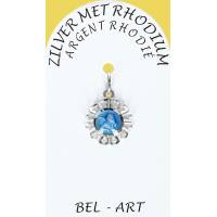 Médaille Argent Rhodié - Ange 13 mm - Email bleu