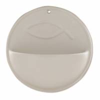 Benitier Ceramique 8.5 X 10 Cm Blanc Mat Poisson