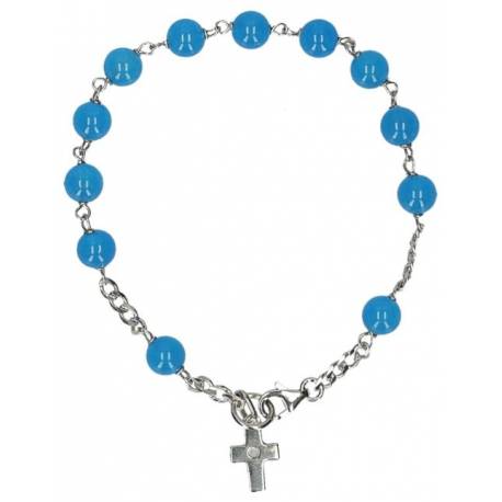 Armband-Tientje Zilver+Rhodium Agaat 6 Mm 