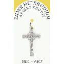 Croix Argent Rhodié St Benoît - 27 X 17 mm