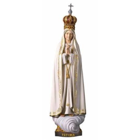 Statue en bois sculpté Notre Dame de Fatima avec couronne 21 cm couleur