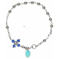 Armband-tientje - zilver met rhodium 4 mm - Wonderbare med. - Kruisje strass + Doosje 
