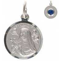 Medaille H Rita / Grond Rocaporena - 16 mm - Metaal + Rhodium 
