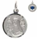 Medaille H Rita / Grond Rocaporena - 16 mm - Metaal + Rhodium 
