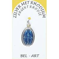 Médaille Argent Rhodié - Miraculeuse - 20 mm - Email Bleu
