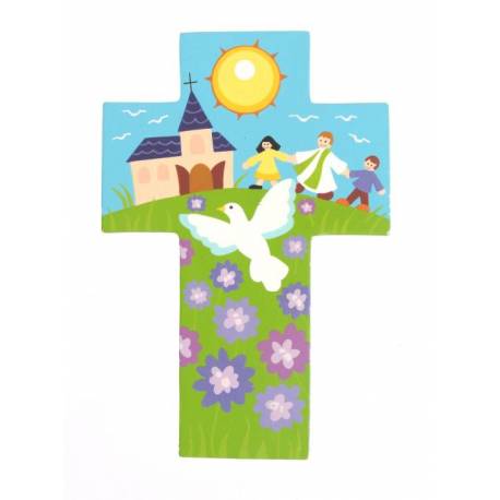 Croix murale prêtre et Esprit Saint 15 cm