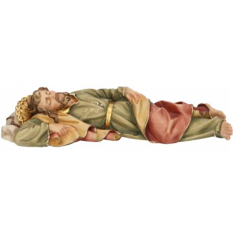 Statue en bois sculpté Saint Joseph dormant 23 cm couleur