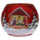 Photophore Rouge + 1 Chfs-Plats Sujet Creche - Diam 10 Cm - Ht 8 Cm