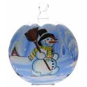 Boule De Noel Bleu Avec Bonhomme De Neige Diam 11 Cm Ass 2