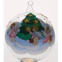 Boule De Noel Transparente Avec Anges Diam 11 Cm