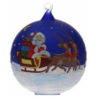 Boule De Noel Bleu Avec Pere Noel Diam 11 Cm Ass 2