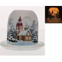 Photophore de Noël blanc + bougie 12 Cm