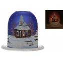 Photophore de Noël bleu + bougie 12 Cm