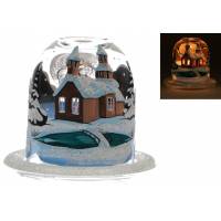 Photophore Cloche Transparent + 1 Chf Plats 12 Cm