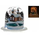 Photophore Cloche Transparent + 1 Chf Plats 12 Cm