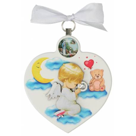 Cadre-Berceau - Coeur / Ange - 7 X 9 cm - Blanc