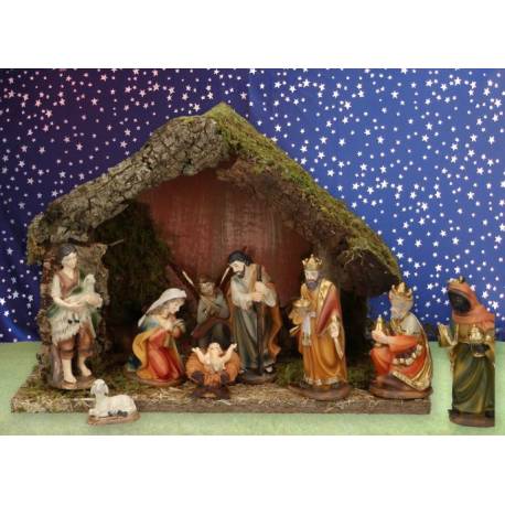 Kerstset : stal (32X17.5X25 cm) 11 figuren 12 cm 