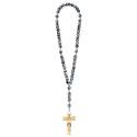 Chapelet En Bois Sur Cordon L35 Cm Noir Marbré Couleur