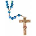 Chapelet En Bois Sur Cordon L35 Cm Bleu Marbré