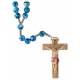Chapelet En Bois Sur Cordon L35 Cm Bleu Marbré