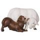 Mouton blanc avec agneau brun pour personnages de crèche de 16 cm couleur