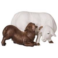 Mouton blanc avec agneau : crèche de Noël en bois Komet 12 cm
