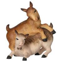 Couple de chevreaux : crèche de Noël en bois Ulrich 15 cm