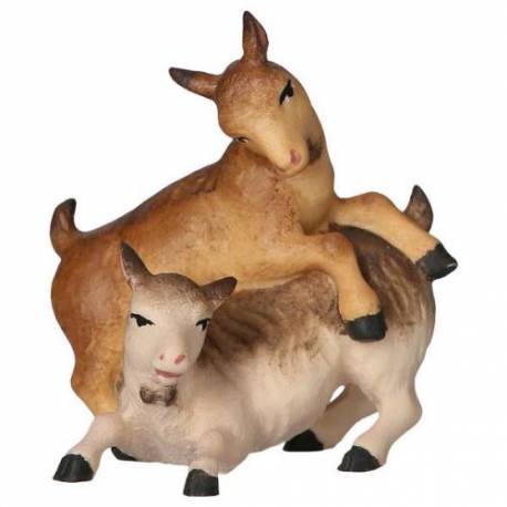 Couple de chevreaux : crèche de Noël en bois Ulrich 15 cm
