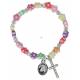 Armband-Tienjte - Bloemen Acryl - Kruisje + Medaille 
