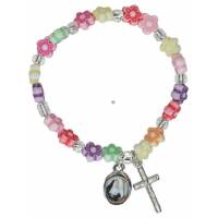 Bracelet-Dizainier - Fleurs Acryl - Croix + Méd.