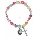 Armband-Tienjte - Bloemen Acryl - Kruisje + Medaille 