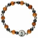 Armband op elastiek hout + hematiet 
