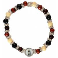 Armband op elastiek hout 3 kleurig + metaal 