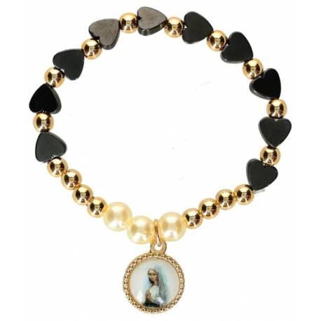Bracelet sur élastique coeurs hématite