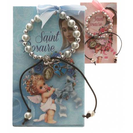 Armband op koord met engeltje roze of blauw 