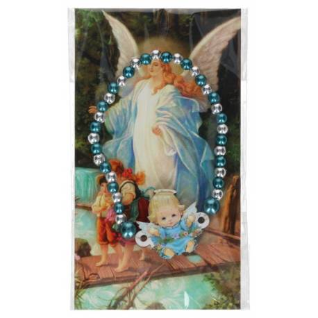 Armband op elastiek met engeltje blauw 