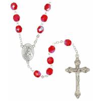 Chapelet Sainte Rita Verre rouge Paters Roses rouges