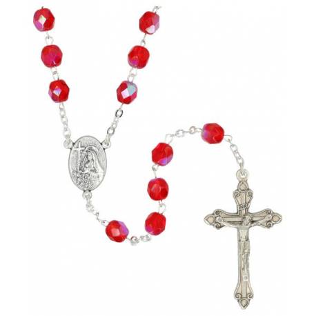 Chapelet Sainte Rita Verre rouge Paters Roses rouges