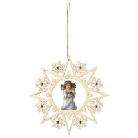 Décoration de Noël : ange en bois avec coeur à suspendre