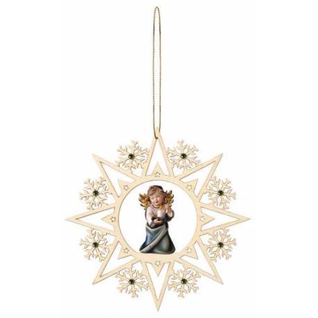 Décoration de Noël : ange en bois avec bougie à suspendre