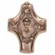 Croix murale bronze 7.5 X 10 cm Avec calice, poisson, colombe, soleil, ciel