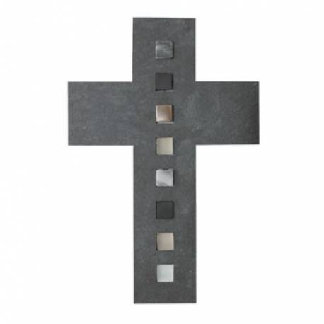 Croix murale Ardoise 17 x 26 cm Mosaiques en verre