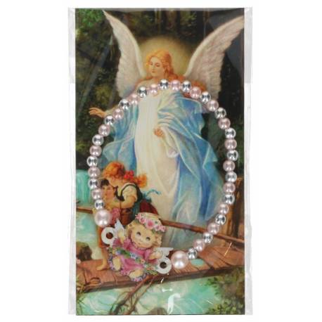 Armband op elastiek met engeltje rose 