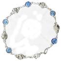 Armband-tientje 5 medailles blauw + 5 med.-roosjes 